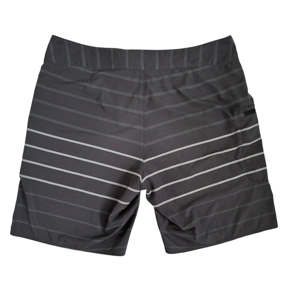 Patagonia Mens Striped Board Shorts Grey Black Teal Swim Trunks 86612 Size 36